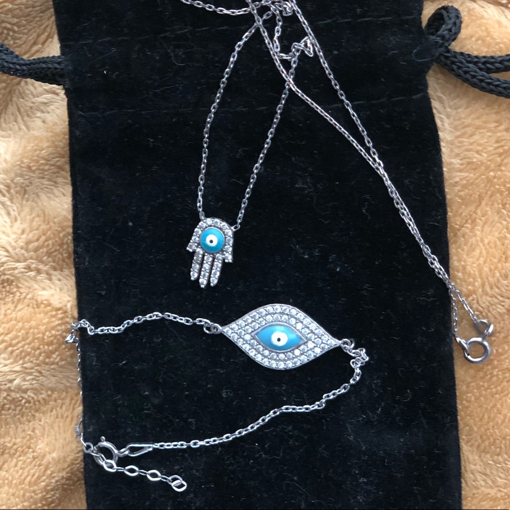 Matching Hamsa necklace + bracelet